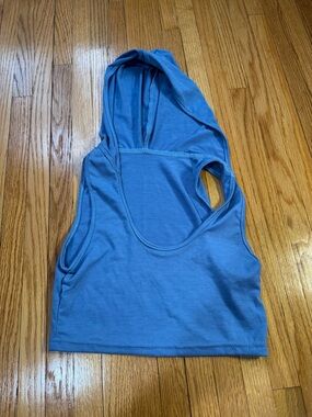 Blue Crop Tank Hoodie Super Cropped Juniors Small